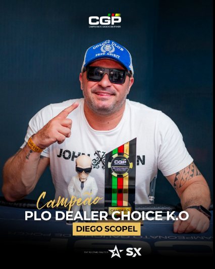 Arte oficial: Diego Scopel, campeão do PLO Dealer Choice K.O